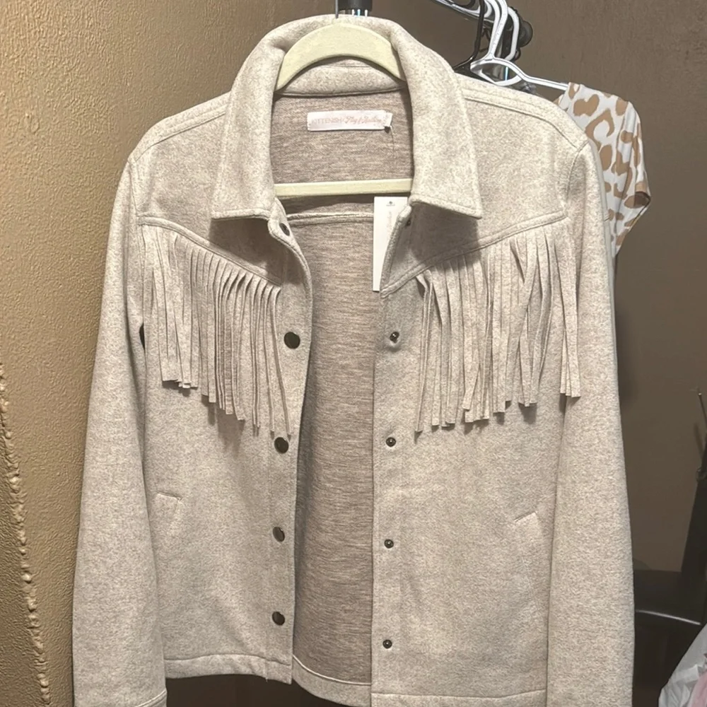 Tan Jean Jacket with Fringe and Western Flair - Picture 1 of 1